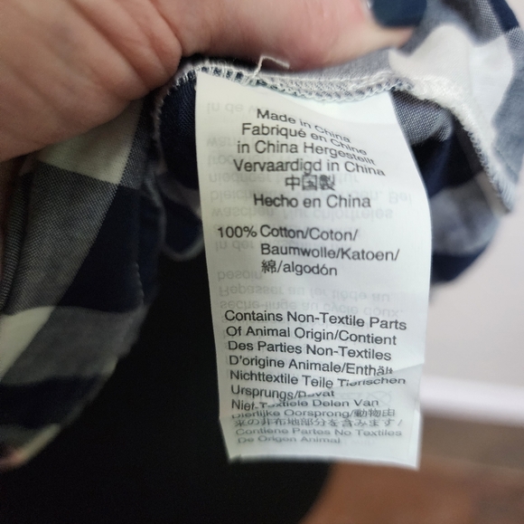 J.Crew Mercantile Navy White Gingham Popover Shirt Size L - Picture 3 of 3